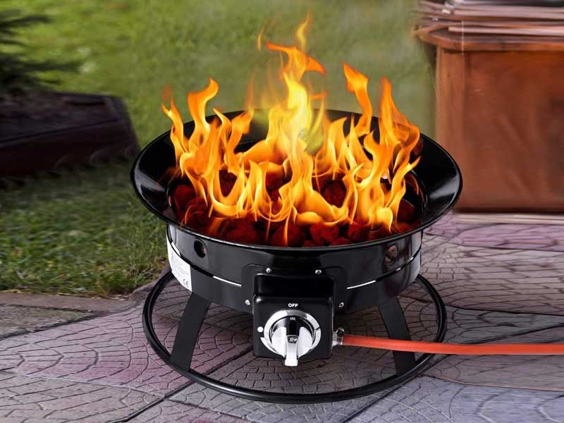 Portable Gas Fire Pit with Lava Rocks